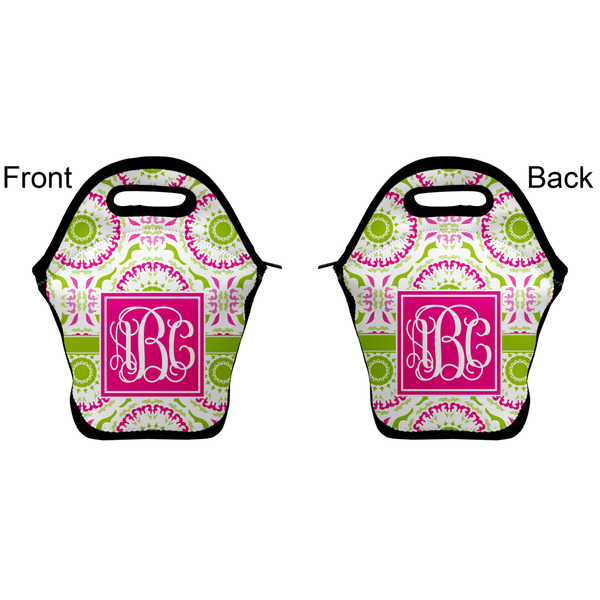 Pink & Green Suzani Lunch Bag - Front and Back