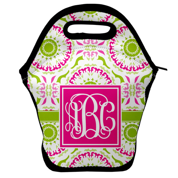 Custom Pink & Green Suzani Lunch Bag w/ Monogram