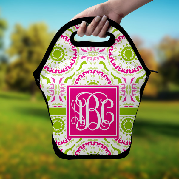 Pink & Green Suzani Lunch Bag - Hand
