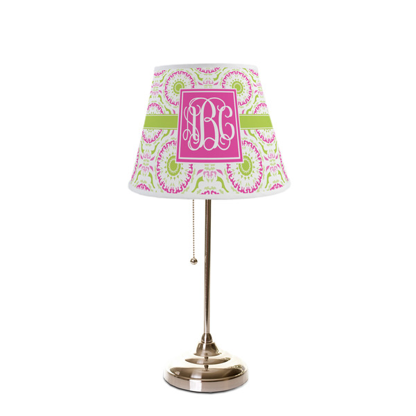 Pink & Green Suzani Poly Film Empire Lampshade - On Stand