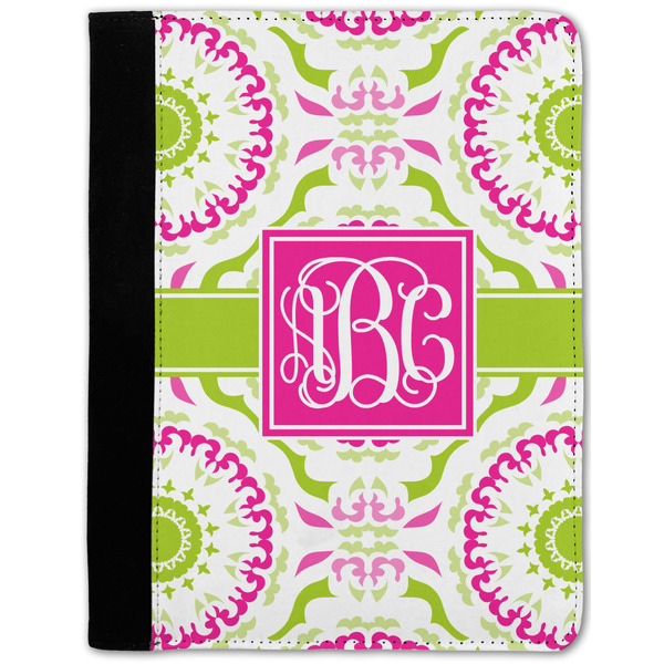 Custom Pink & Green Suzani Notebook Padfolio - Medium w/ Monogram