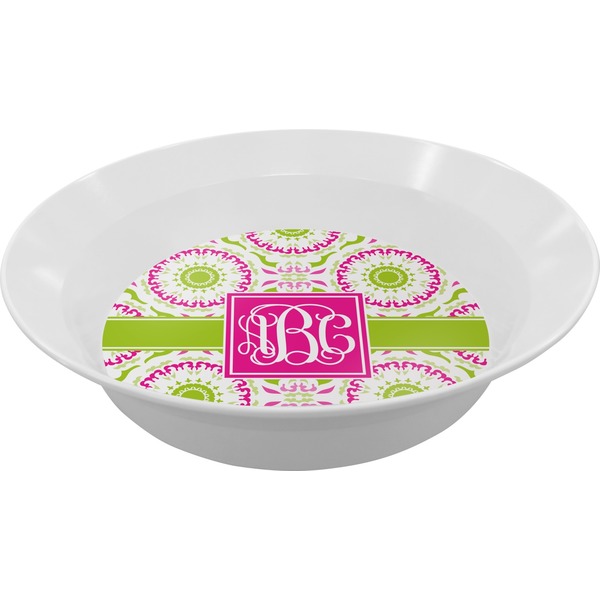 Custom Pink & Green Suzani Melamine Bowl (Personalized)