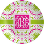 Pink & Green Suzani Melamine Salad Plate - 8" (Personalized)