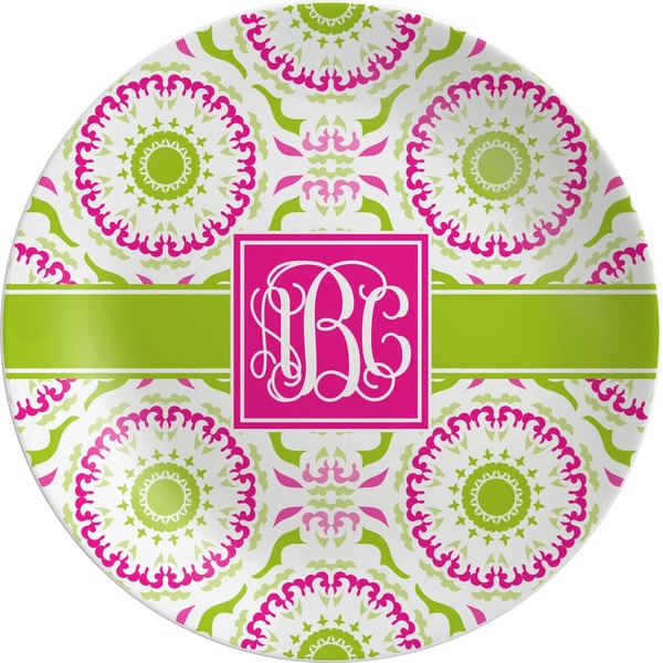Custom Pink & Green Suzani Melamine Plate (Personalized)