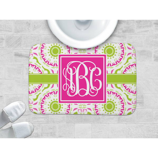 Pink & Green Suzani Memory Foam Bath Mat - LIFESTYLE 34x21