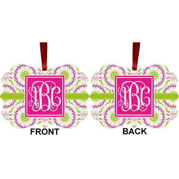 Pink & Green Suzani Metal Benilux Ornament - Front and Back (APPROVAL)