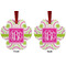 Pink & Green Suzani Metal Paw Ornament - Front and Back