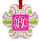 Pink & Green Suzani Metal Paw Ornament - Front