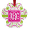 Pink & Green Suzani Metal Paw Ornament - Double Sided w/ Monogram