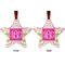 Pink & Green Suzani Metal Star Ornament - Front and Back