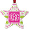 Pink & Green Suzani Metal Star Ornament - Front