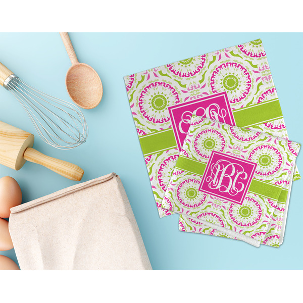 Pink & Green Suzani Microfiber Dish Rag - LIFESTYLE