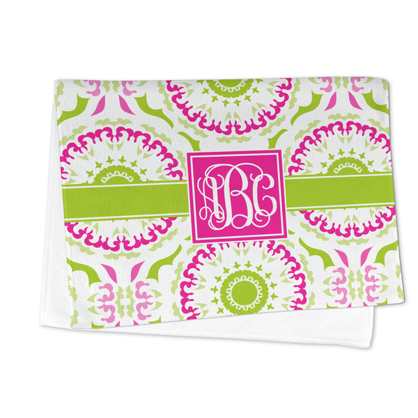 Pink & Green Suzani Microfiber Dish Towel - FOLDED HALF
