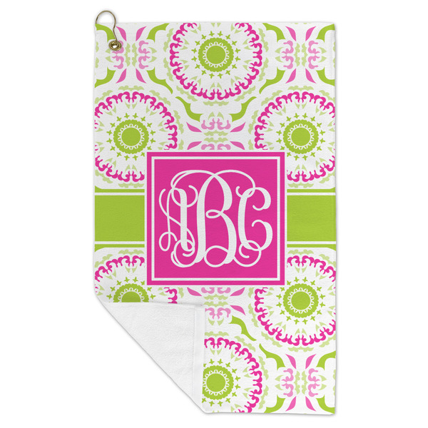 Pink & Green Suzani Microfiber Golf Towels - FOLD