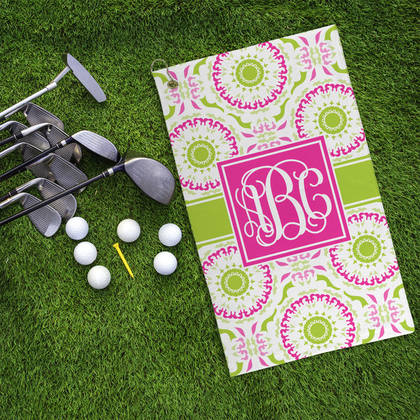Pink & Green Suzani Microfiber Golf Towels - LIFESTYLE