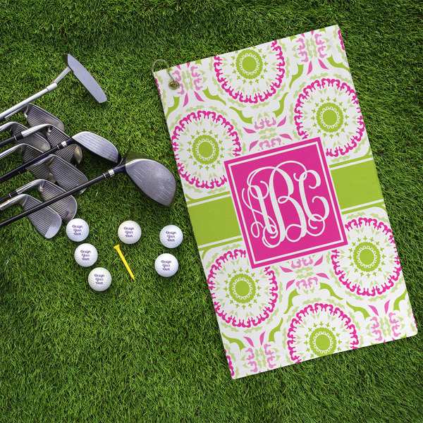 Pink & Green Suzani Microfiber Golf Towels - LIFESTYLE