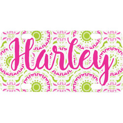 Pink & Green Suzani Mini/Bicycle License Plate (Personalized)