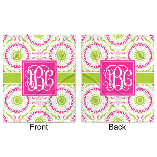 Pink & Green Suzani Minky Blanket - 50"x60" - Double Sided - Front & Back