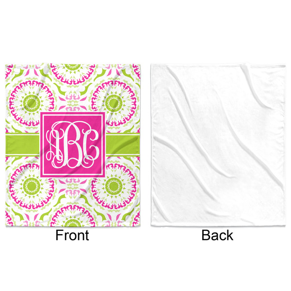 Pink & Green Suzani Minky Blanket - 50"x60" - Single Sided - Front & Back