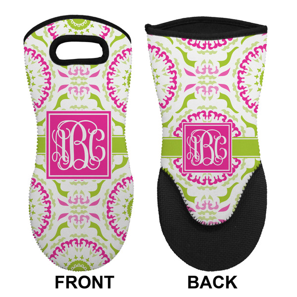 Pink & Green Suzani Neoprene Oven Mitt (Front & Back)