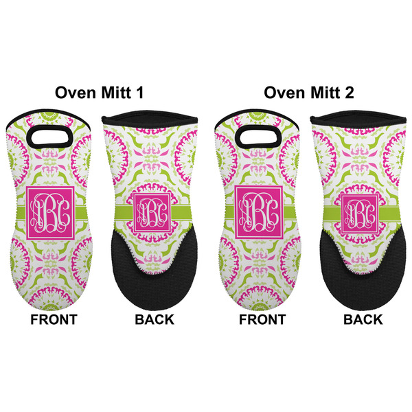 Pink & Green Suzani Neoprene Oven Mitt - Set of 2 - Approval