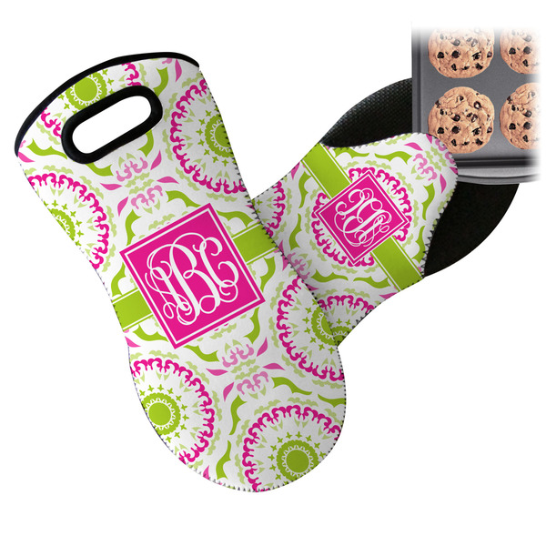 Pink & Green Suzani Neoprene Oven Mitt