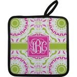 Pink & Green Suzani Pot Holder w/ Monogram