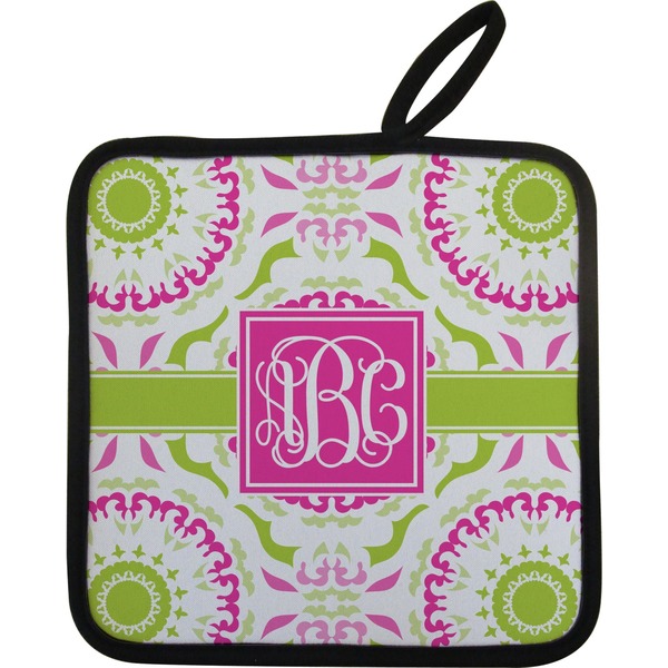 Pink & Green Suzani Neoprene Pot Holder