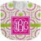 Pink & Green Suzani Velour Baby Bib w/ Monogram