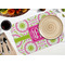 Pink & Green Suzani Octagon Placemat - Single front (LIFESTYLE) Flatlay