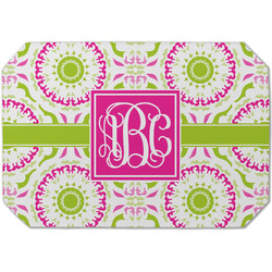 Pink & Green Suzani Dining Table Mat - Octagon (Single-Sided) w/ Monogram