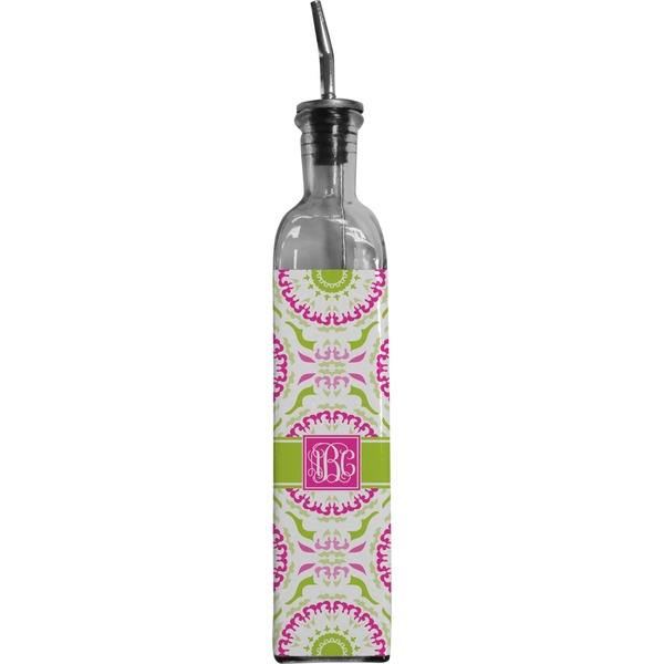 Custom Pink & Green Suzani Oil Dispenser Bottle (Personalized)