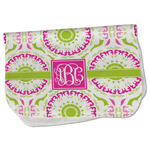 Pink & Green Suzani Burp Cloth - Fleece w/ Monogram