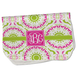 Pink & Green Suzani Burp Cloth - Fleece w/ Monogram