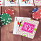 Pink & Green Suzani On Table with Poker Chips