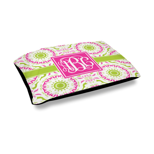 Custom Pink & Green Suzani Outdoor Dog Bed - Medium (Personalized)
