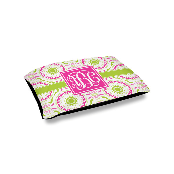 Custom Pink & Green Suzani Outdoor Dog Bed - Small (Personalized)