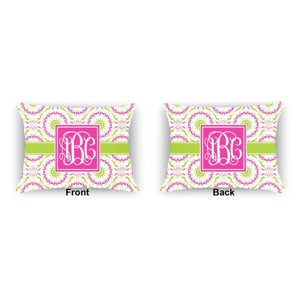 Pink & Green Suzani Outdoor Rectangular Throw Pillow (Front and Back)