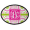 Pink & Green Suzani Iron On Oval Patch w/ Monogram