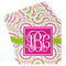 Pink & Green Suzani Paper Coasters w/ Monograms