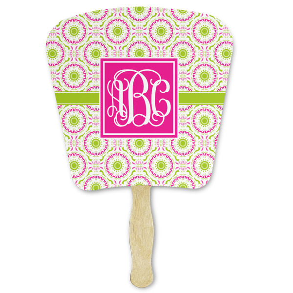 Custom Pink & Green Suzani Paper Fan (Personalized)