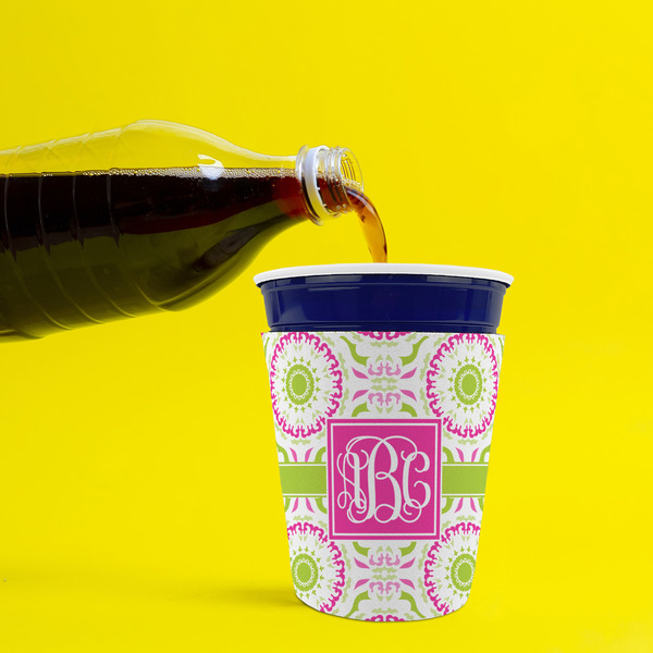 Pink & Green Suzani Party Cup Sleeves - without bottom - Lifestyle