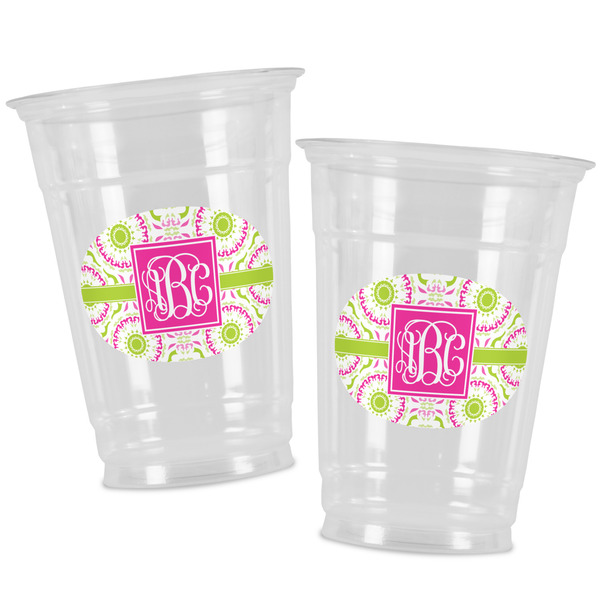 Pink & Green Suzani Party Cups - 16oz - Alt View
