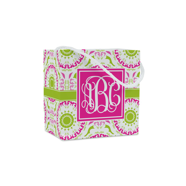 Custom Pink & Green Suzani Party Favor Gift Bags (Personalized)