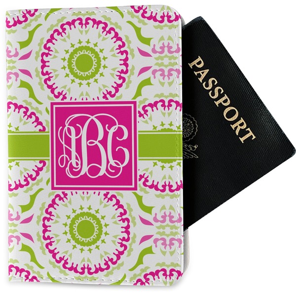 Custom Pink & Green Suzani Passport Holder - Fabric (Personalized)