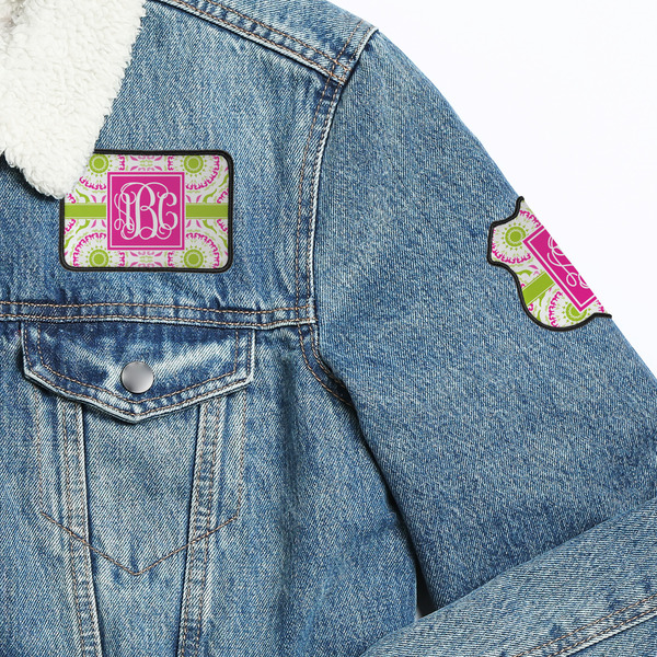 Pink & Green Suzani Patches Lifestyle Jean Jacket Detail