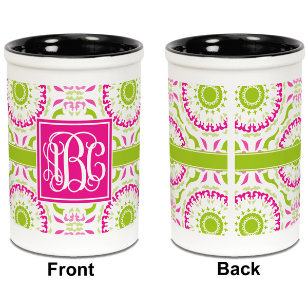 Pink & Green Suzani Pencil Holder - Black - approval