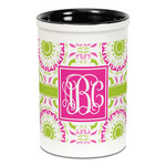 Pink & Green Suzani Ceramic Pencil Holders - Black