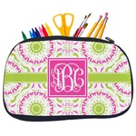Pink & Green Suzani Neoprene Pencil Case - Medium w/ Monogram