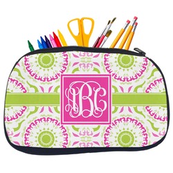 Pink & Green Suzani Neoprene Pencil Case - Medium w/ Monogram